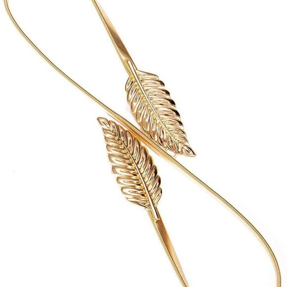 🍃 Leaf Buckle Stretchy Elastic Gold/Silver Metal Dress Belt SIZE XS – XXL NEW - Picture 11 of 16